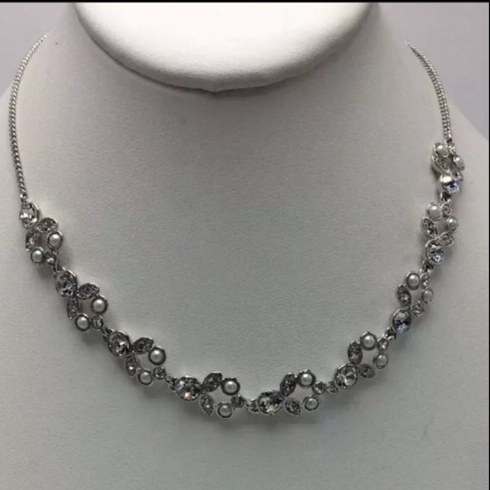 Givenchy silver tone crystal necklace